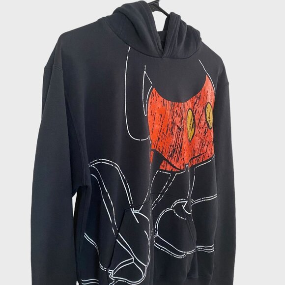 Disney Micky Mouse Ears Hoodie Sweatshirt Men's Small Black Graphic Long-Sleeve - Picture 4 of 13